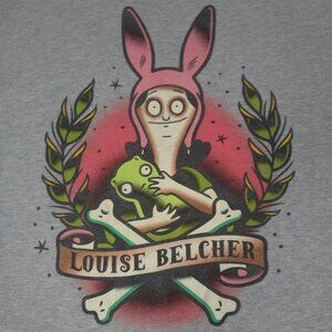 BOB'S BURGERS LOUISE TRADITIONAL GRAY LARGE T-SHIRT L290 (BOTTOM HEM COMING OUT)